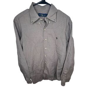 Ralph Lauren Brown And Cream Button Up Collared Cotton Shirt